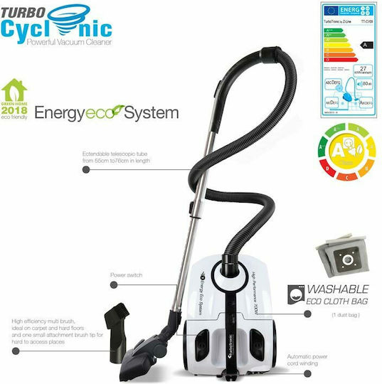 TT-CV09 Ηλεκτρική Σκούπα 700W με Σακούλα 2lt Κόκκινη