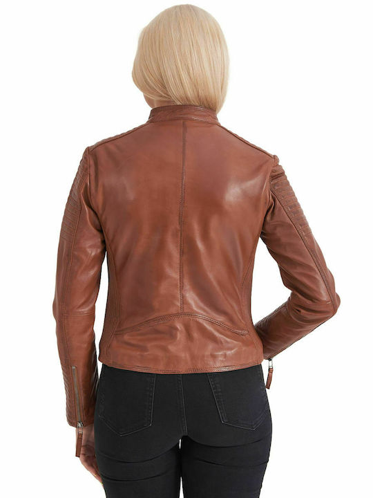 PASIPHAE SHEEP COGNAC - Authentic Women's Cognac Leather Jacket