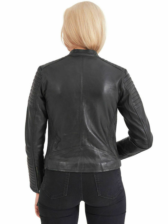 PASIPHAE SHEEP BLACK - AUTHENTIC WOMEN'S BLACK LEATHER JACKET