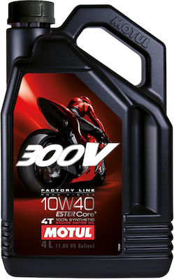 Motul 300V Factory Line Road Racing Συνθετικό Λάδι Μοτοσυκλέτας για Τετράχρονους Κινητήρες 10W-40 4lt