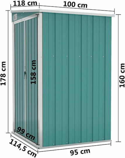 Metallic Garden Warehouse Galvanized Green with Air Vents L1.18xW1xH1.78m