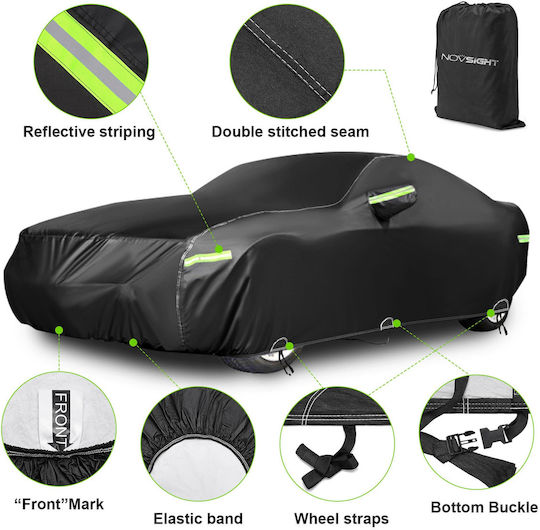 NovSight Car Covers 530x200x150cm Waterproof XXLarge for Sedan with Elastic Straps