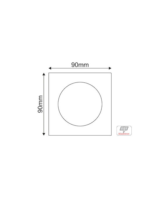 Aca Square Metallic Frame for Spot GU10 White 9x9cm.