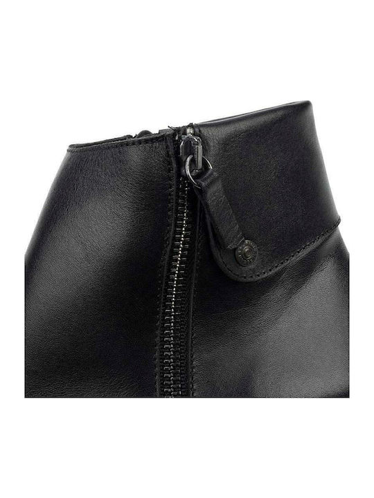 Ghete dama de piele cu Platformă Negru