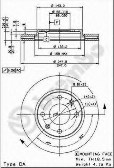 Brembo Спирачни дискове Предни 2бр за Citroen Saxo / AX / Xsara / ZX