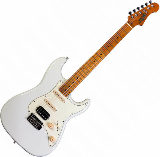 Jet Guitars JET Relic Chitară Electrică Stratocaster cu HSS Configurație Doze Olympic White