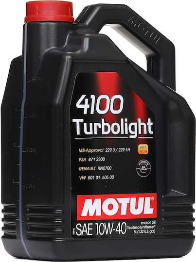 Motul 4100 Turbolight Ημισυνθετικό Λάδι Αυτοκινήτου 10W-40 4lt