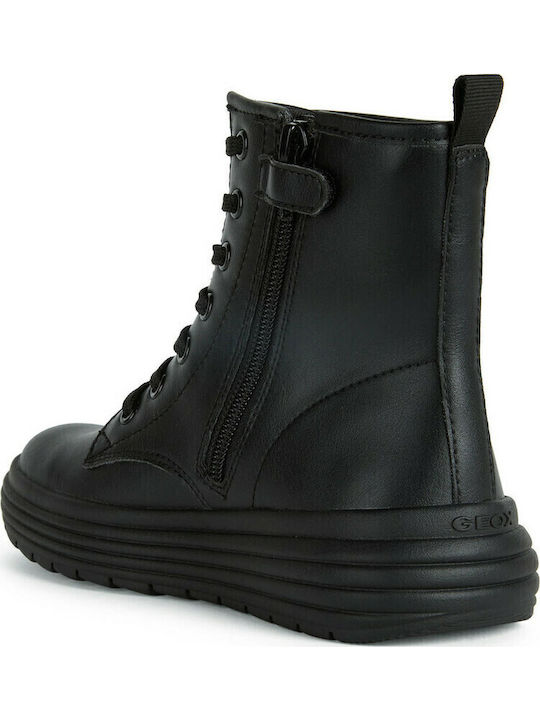 J PHAOLAE Anatomical Leather Kids Boots with Laces Black