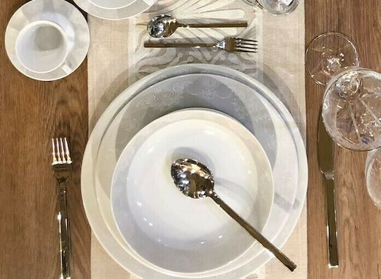 Cryspo Trio Deco Classico Geschirrset aus Porzellan Weiß 72Stück