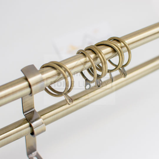 Mein Zuhause Luxus Ausziehbares Metallisches Vorhangstangen Doppel mit Stange Φ19mm 160-310cm Strass Gold D159-9