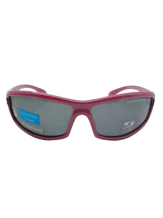 Sunwise Canoe Men's Sunglasses with Pink Plastic Frame and Gray Polarized Lens