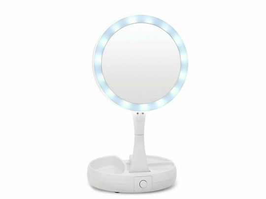 Grundig Makeup Mirror Tabletop Folding Magnifying Mirror with Light 16x29cm White
