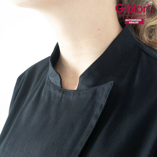 Giblor's Σακάκι Σεφ 100% Βαμβάκι Γυναικείο Μαύρο με Μακρύ Μανίκι Celine