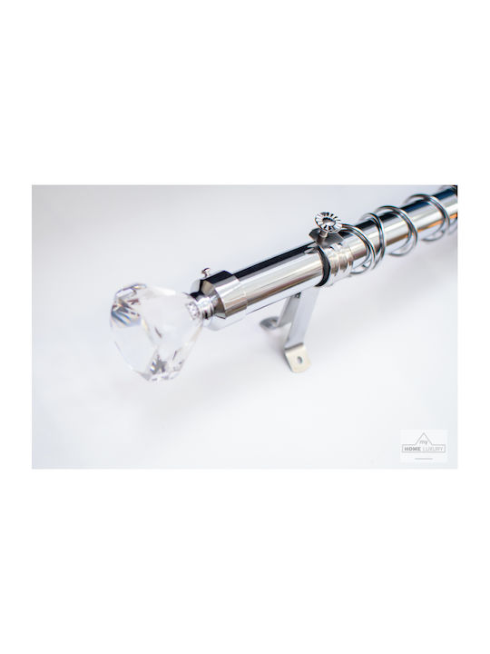 My Home Luxury Extendable Metallic Curtain Pole Crystal Single Φ28mm 120-200cm Silver