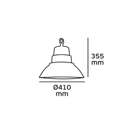 VK Lighting Commercial Bell Light 120W Natural White 12000lm with Built-in LED Silver Ø41xH35.5cm