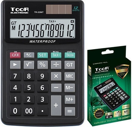 TooR Toor Calculator 12 Digits in Black Color 1pcs