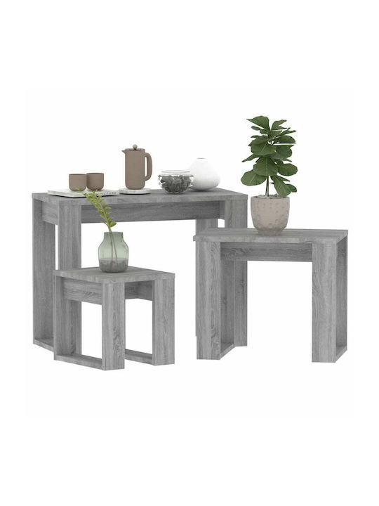 Rectangular Zigzag Set Wooden Grey Sonoma 3pcs L61xW28xH47cm.