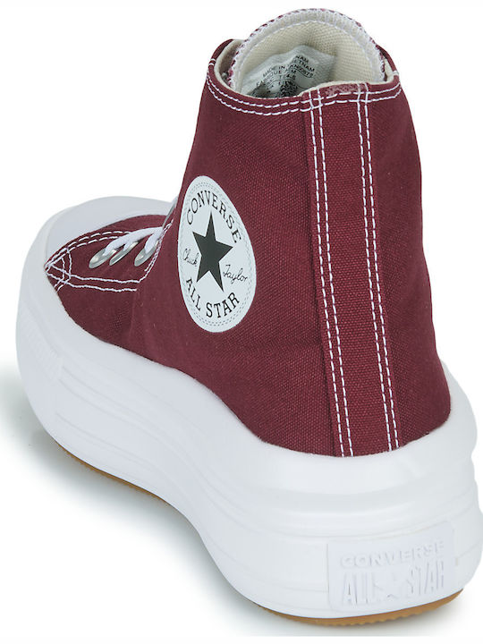 Chuck Taylor All Star Move Flatforms Tip Botine Burgundy