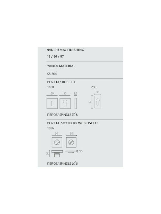 Zogometal Buton Ușa din mijloc cu Rosette Pereche cu Rozetă Inox