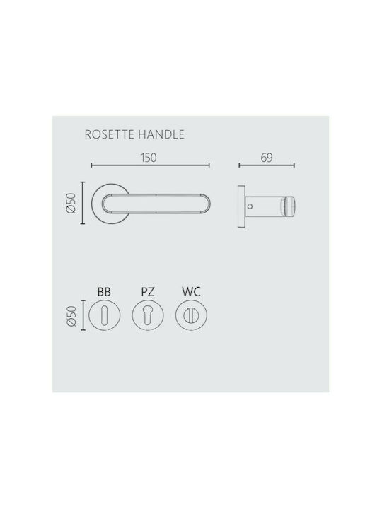 Zogometal Lever Middle Door with Rosette 2261 2261 Pair with Rosette Black Velvet-Black Metal