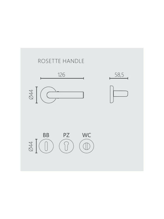 Zogometal Buton Ușa din mijloc cu Rosette 302 302 Pereche URL