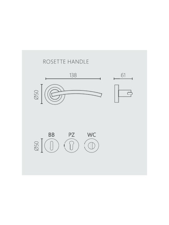 Zogometal Lever Middle Door with Rosette 231 231 Pair with Rosette Gold