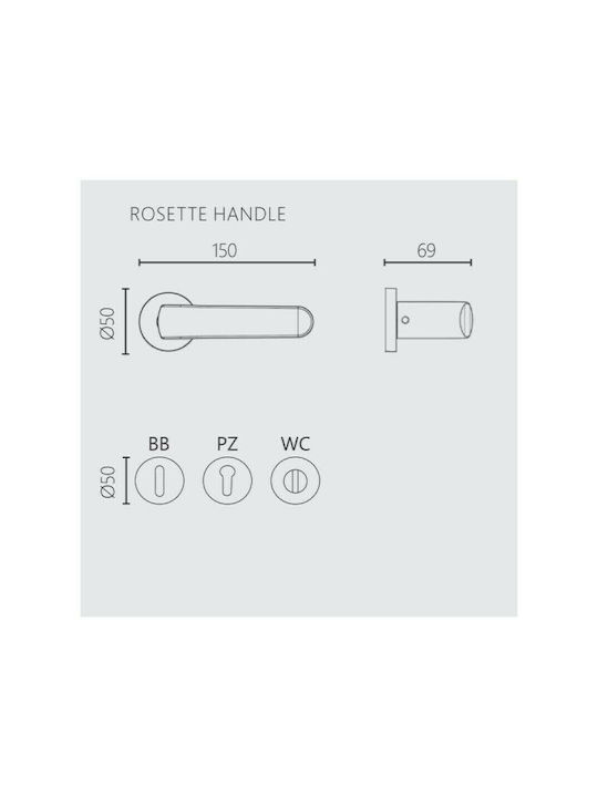 Zogometal Buton Ușa din mijloc cu Rosette 2311 2311 Pereche cu Rozetă Cupru