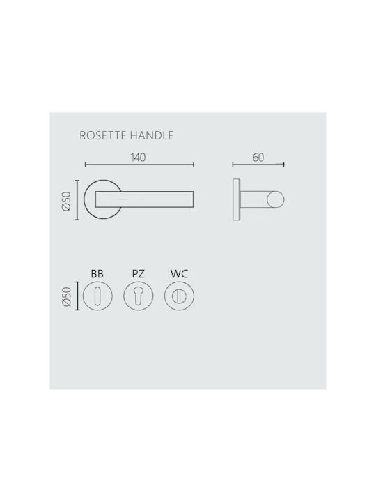 Zogometal Lever Middle Door with Rosette Pair with Rosette Mπρονζέ