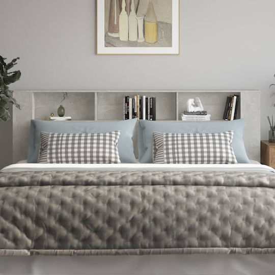 vidaXL Wooden Bed Headboard Gray Concrete 220x104.5cm