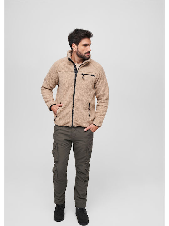 Cardigan Fleece pentru Bărbați Camel