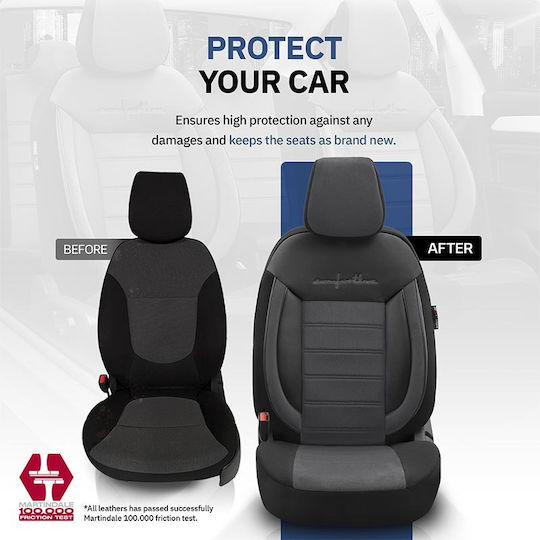 Otom Σετ Καλύμματα Αυτοκινήτου 11τμχ Δερματίνη Comfortline Design CMF-209 Μαύρα
