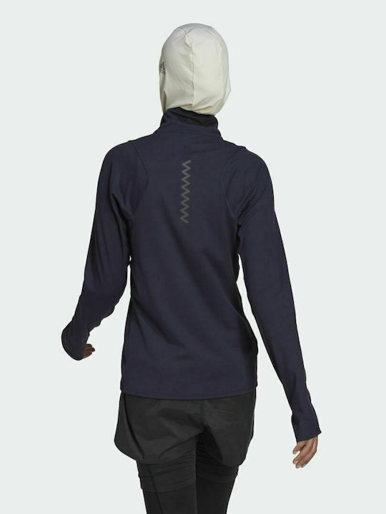 Adidas Fast Half Zip Sweatshirt Χειμερινή Γυναικεία Μπλούζα Μακρυμάνικη Navy Μπλε