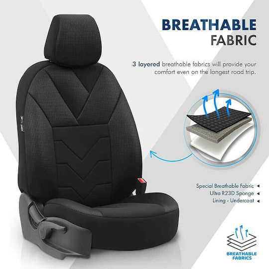 Otom Front Car Covers 11pcs Cotton Tempo Design Black