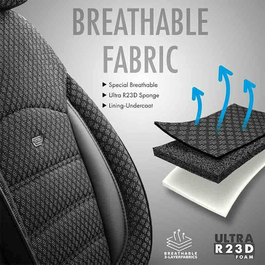 Otom Car Cover Set 11pcs Cotton Sport Plus Design Black