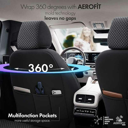 Otom Car Cover Set 11pcs Cotton Sport Plus Design Black