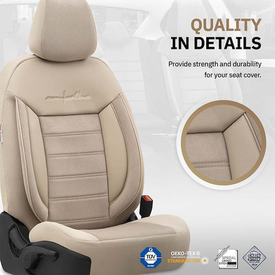 Otom Car Cover Set 11pcs Leatherette Comfortline Design Beige