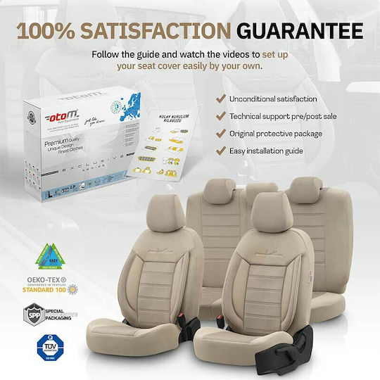 Otom Car Cover Set 11pcs Leatherette Comfortline Design Beige