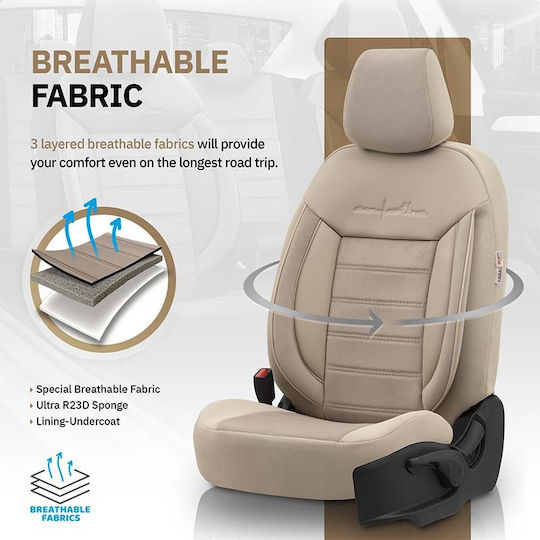 Otom Car Cover Set 11pcs Leatherette Comfortline Design Beige