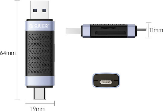 Orico CD2D-AC3 Card Reader USB 3.0 Type-C για SD/microSD