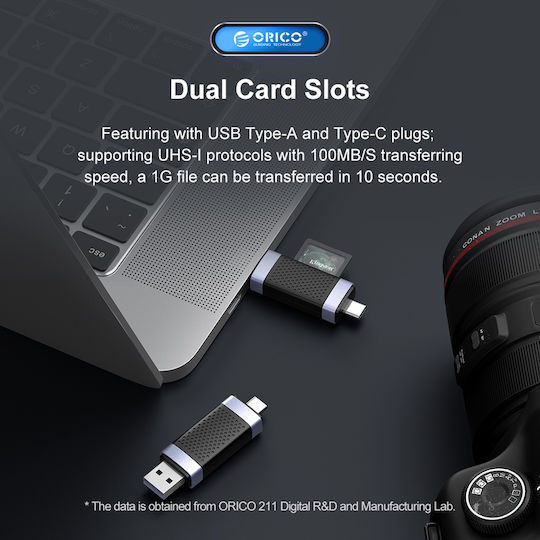Orico CD2D-AC3 Card Reader USB 3.0 Type-C για SD/microSD