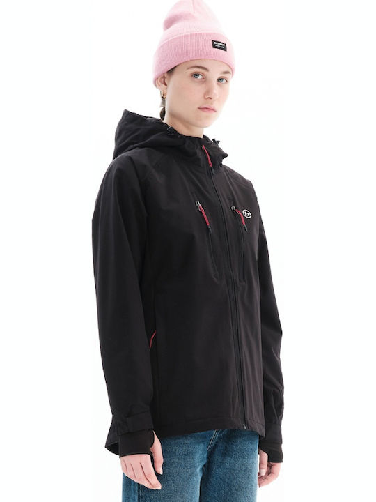 198. Women's Short Sports Jacket for Winter with Hood Black