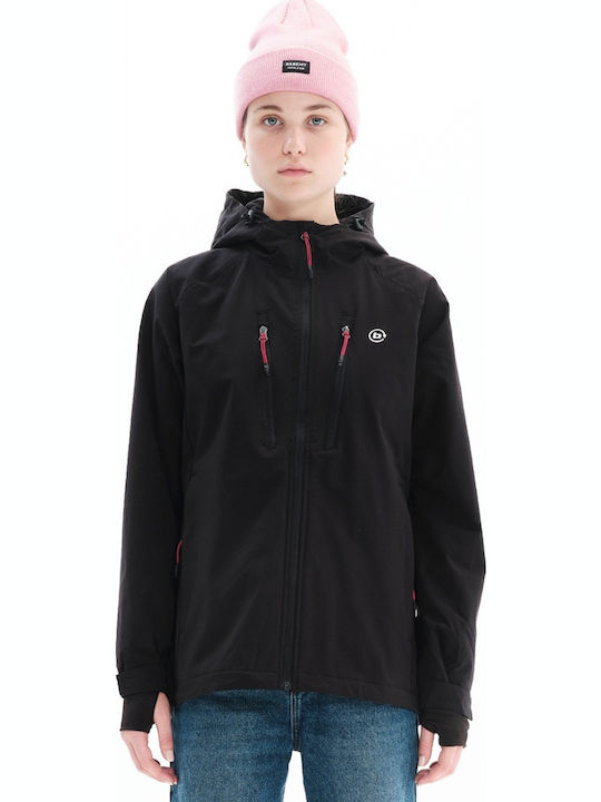 198. Women's Short Sports Jacket for Winter with Hood Black