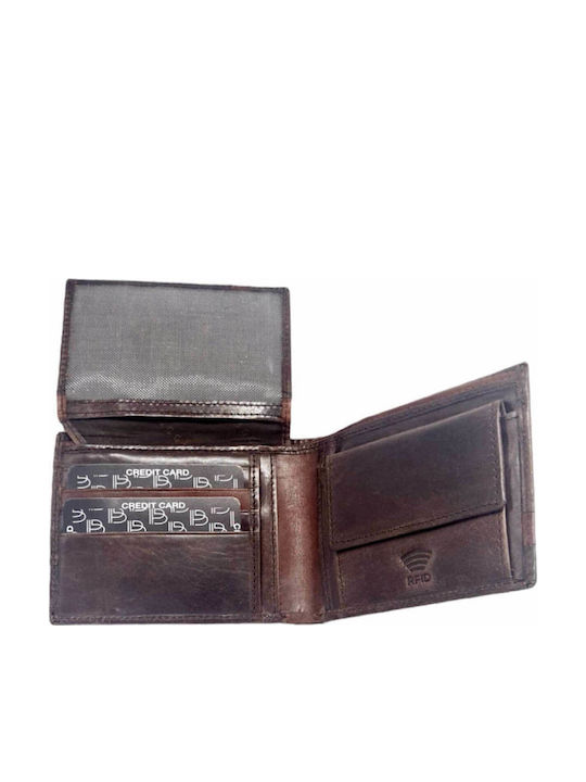 Leather Men's Wallet Classic with RFID Brown