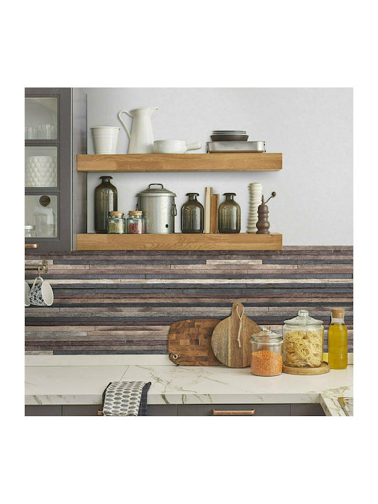 Διακοσμητικό Αυτοκόλλητο Τοίχου Wood Stripes Κουζίνας / Μπάνιου 1τμχ 180x45εκ. Ango
