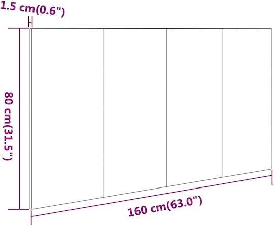 vidaXL Wooden Bed Headboard Gray Concrete 160x80cm