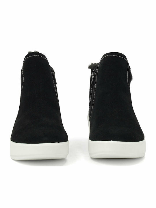 Layton Star Suede Γυναικεία Μποτάκια με Γούνα Μαύρα