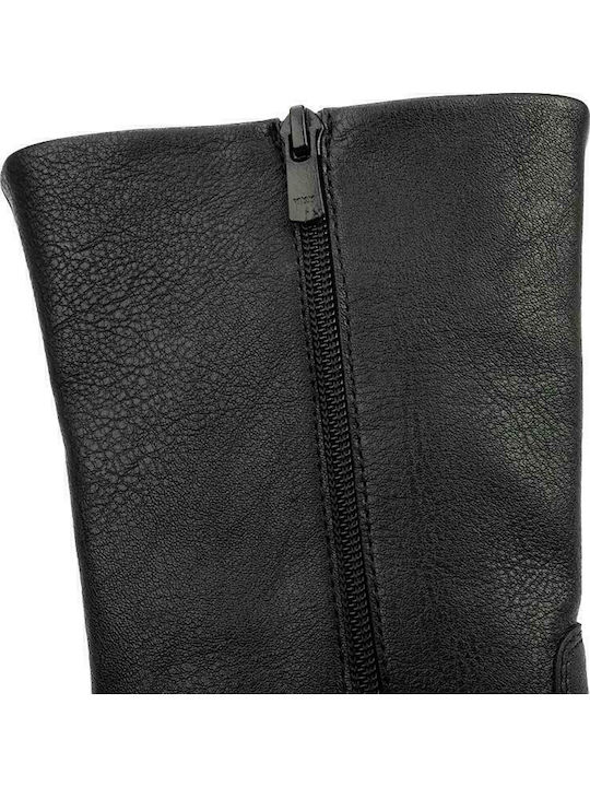 Leder Stiefeletten Damen Schwarz
