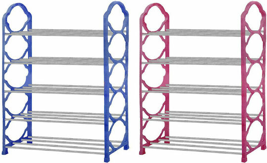 Пластмасов Обувна рафт с 5 рафта Pink / Silver Д42xШ18xВ71см