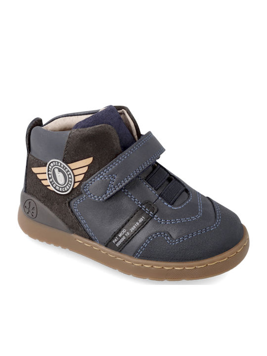 Anatomische Leder Kinderstiefel mit Bügel- und Schleifenverschluss Blau