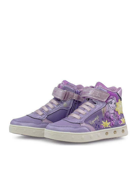 J SKYLIN Παιδικά Sneakers High Ανατομικά με Σκρατς & Φωτάκια Μωβ